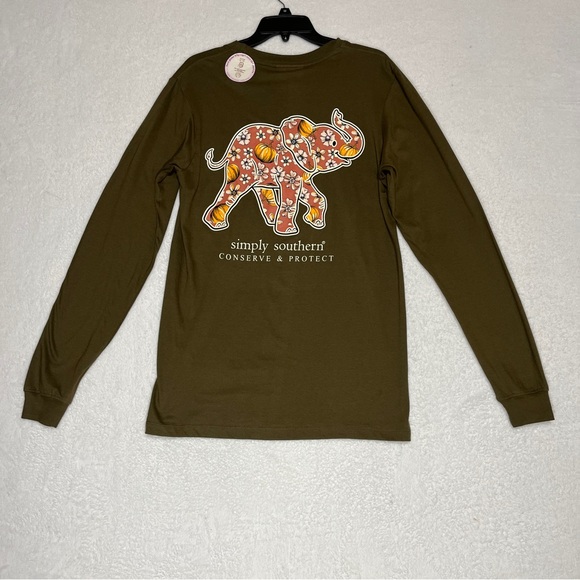 Simply Southern Olive Long Sleeve with Elephant Design - Picture 1 of 12